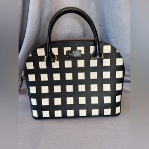 Kate Spade Grove Street Carli Satchel in black and white pop art check